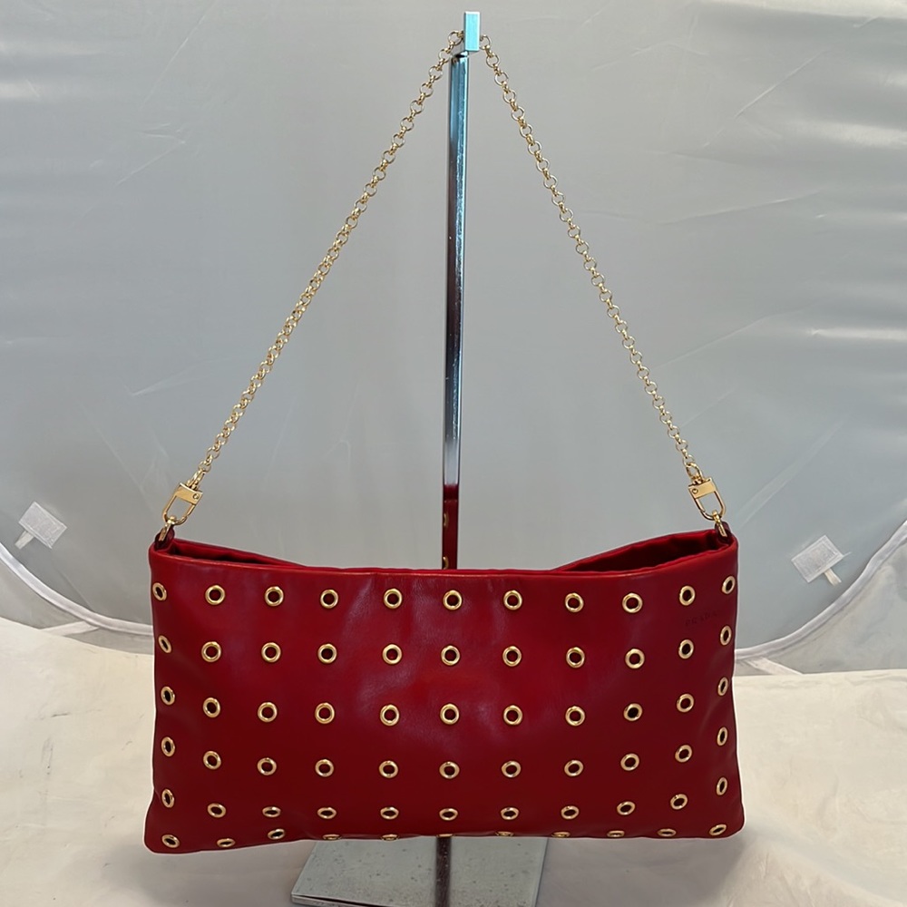 Prada Nappa Grommet Shoulder Bag